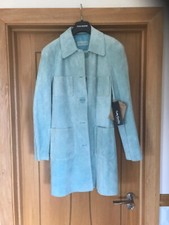 Ladies Betty Barclay Aqua Suede Nubuck Jacket Size 42 (14) Never Worn Nwt