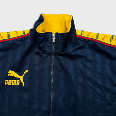 Vintage Puma Track Jacket Mens XL Blue Striped Sports Full Zip 90s