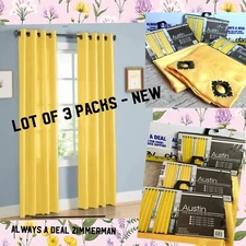 YELLOW SOLID SEMISHEER Panels GROMMET FAUX SILK WINDOW CURTAIN 2X PAK= 6 Lot SUN