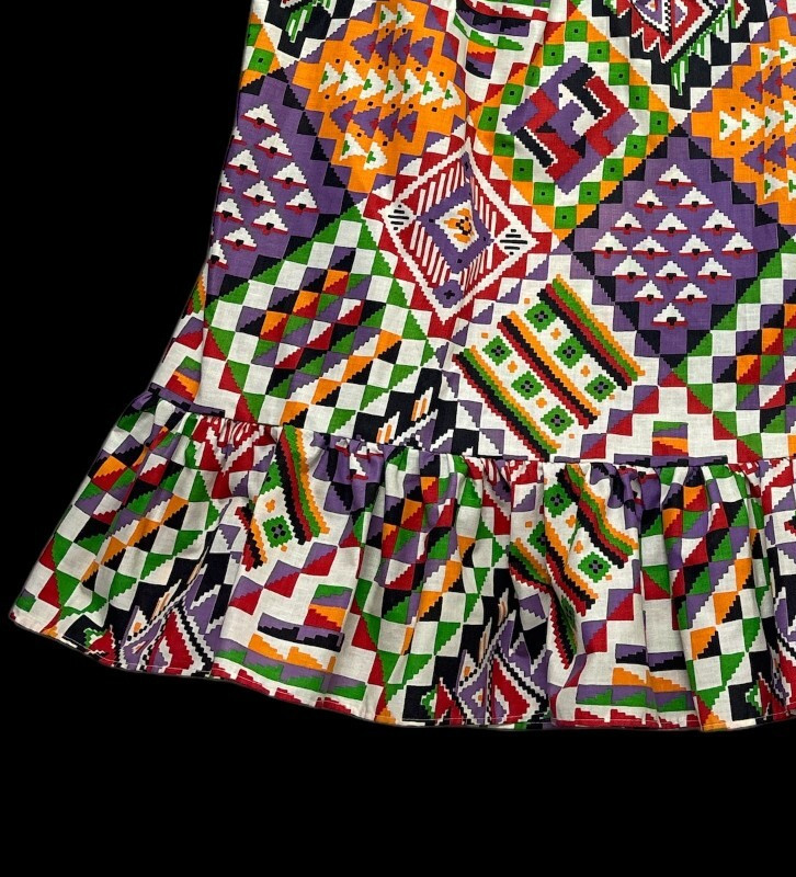 Geometric Psychedelic Ruffle Elasticized Waist Sk… - image 2