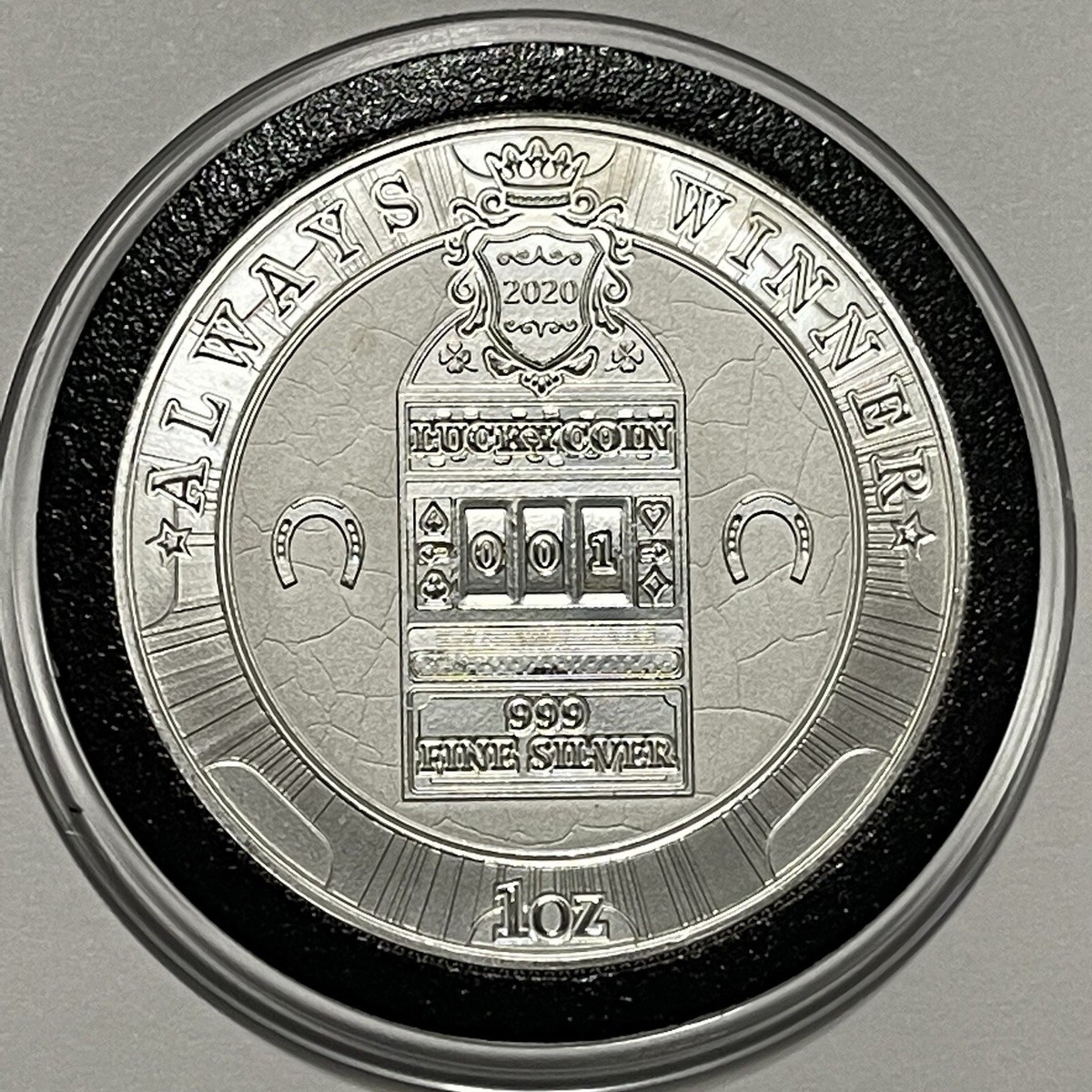 Lucky Coin Always A Winner Gambler Round Slots 1 Troy Oz .999 Fine
