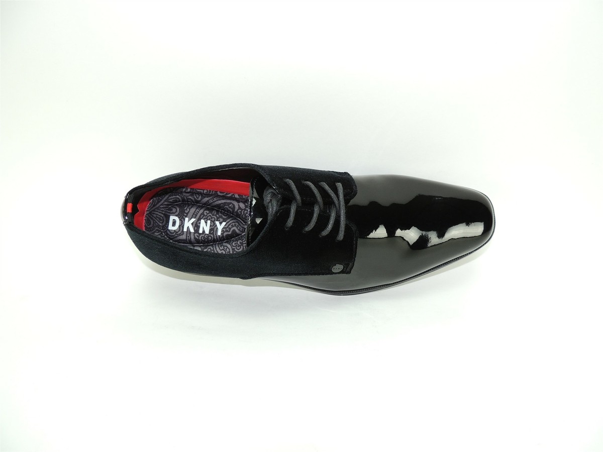 DKNY Men\'s Pierce Oxfords Patent/Velvet Black Size 13 (BRAND NEW) DKNY Pierce Black Velvet & Faux Patent Smoking Oxfords Lace  main image 3
