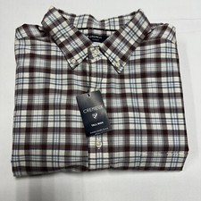 Cremieux Men Shirt Top Button LT 100% Cotton Long Sleeve Plaid Burgundy New $89