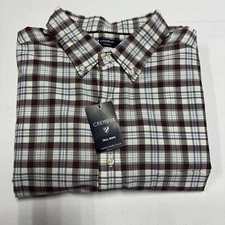 Cremieux Men Shirt Top Button XLT 100% Cotton Long Sleeve Plaid Burgundy NW $89