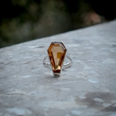 Schön Citrin Topas Edelstein 925 Sterling Silber Handgemacht Ring Alle Größe - Bild 1 von 4