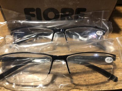 2 Pack Men Women Square Half Frame Classic Reading Glasses 1.25 Readers
