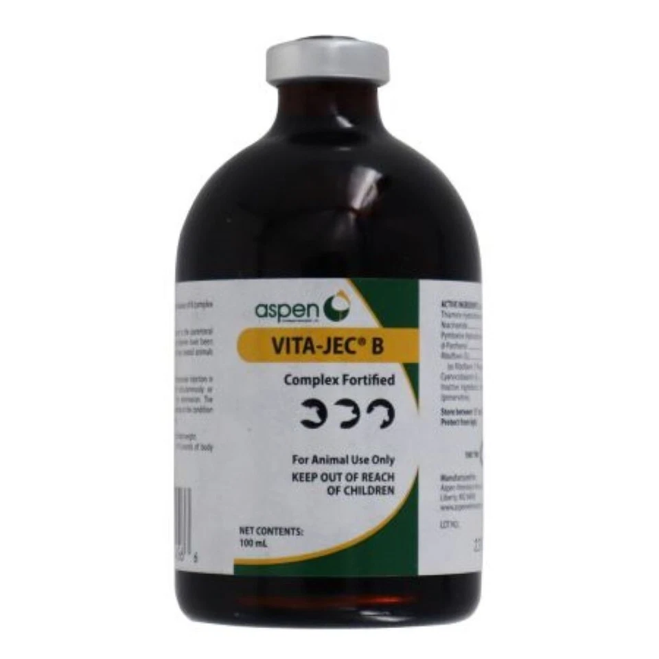 ASPEN Vita-Jec B Complex Vitamin B Complex High Potency Cattle Swine Sheep 100 ml