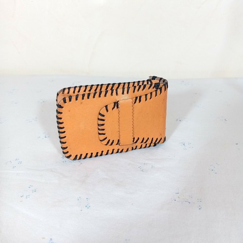 Vintage Spanish Purse Wallet Real Orange Leather W Beautiful drawing - Picture 3 of 8