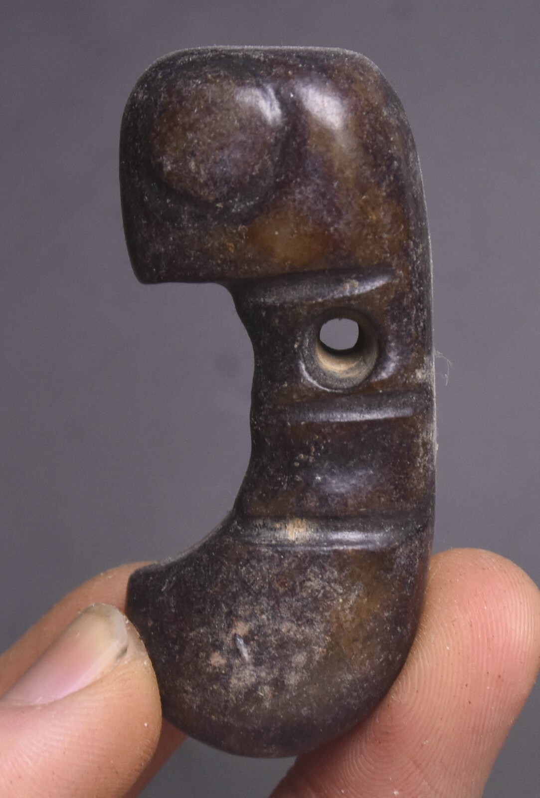 6CM Hongshan Culture Jade Fengshui Beast Head Amulet Pendant