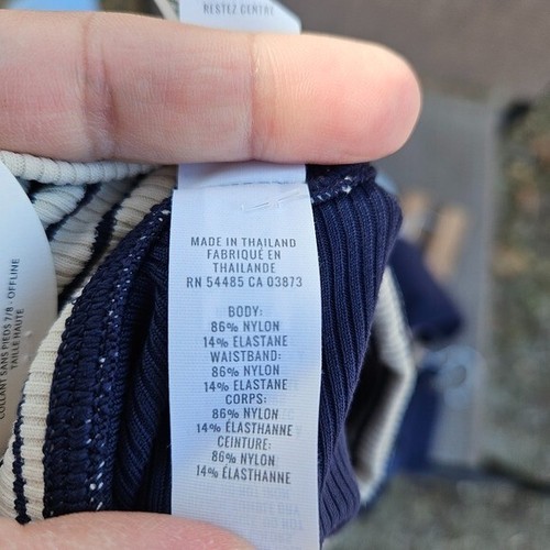 NWT Offline by Aerie 7/8 leggings navy ribbed with cream striped waist small - Picture 6 of 7