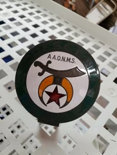 Antique Cresent Temple AUTOMOBILE CLUB CAR EMBLEM PORCELAIN PLATE BADGE AAONMS