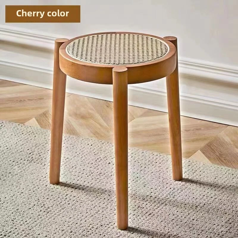 Stackable wooden stool, minimalist stool, retro stool shoe changing and dressing - Image 3 of 4