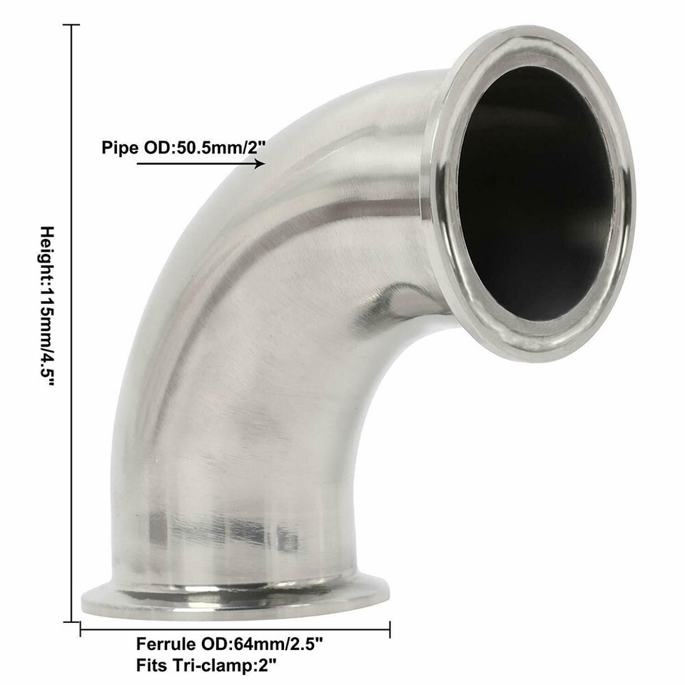 2 Inch Tri Clamp Stainless Steel Sanitary Elbow 90 Degree Pipe