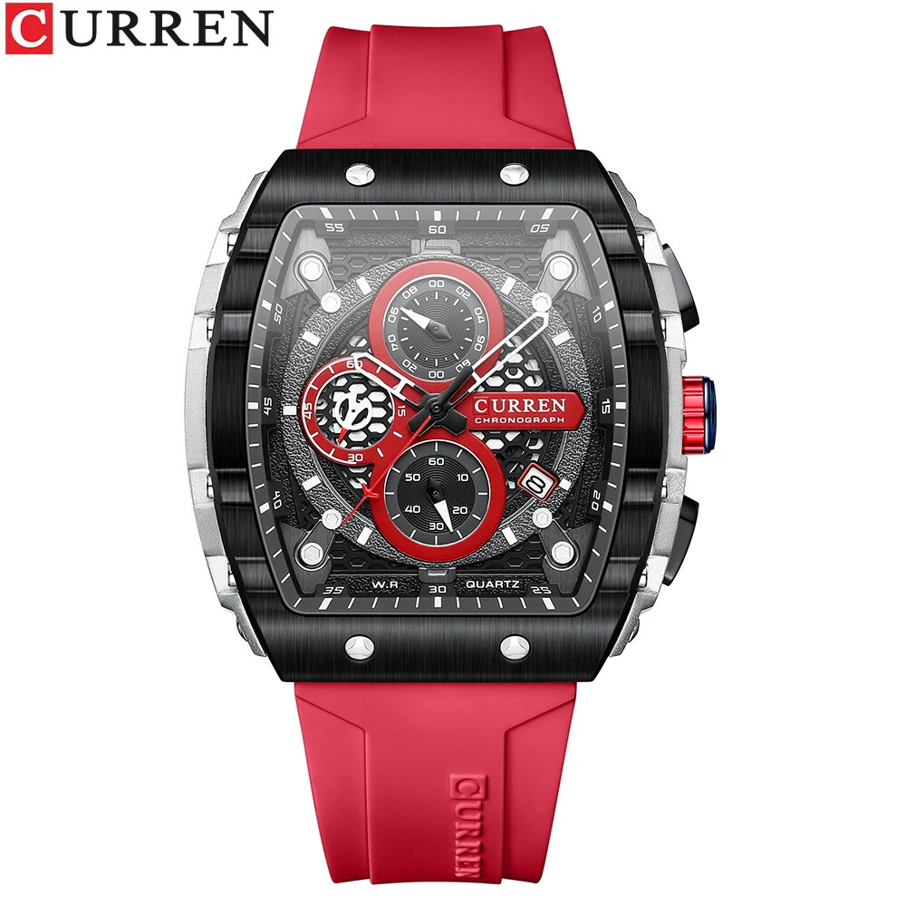 CURREN Men Rectangle Watch Fashion Chronograph Wristwatch Boy Girl