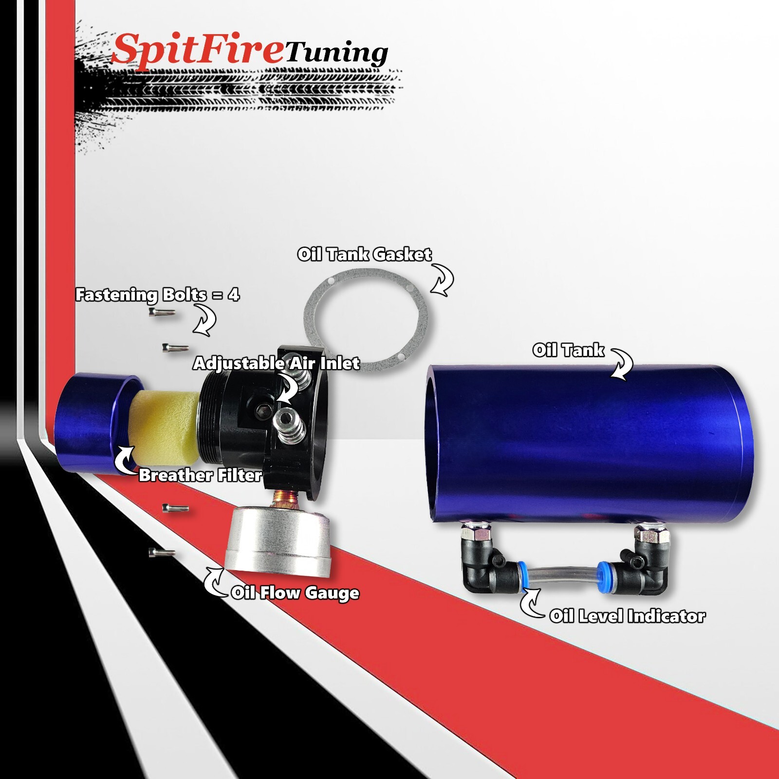 Oil Catch Can Baffled Tank Breather Universal Blue V2.0 Fits Aston Martin