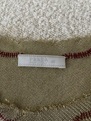 Prada Vintage Spring 1998 Gold Metallic Knit Sleeveless Crop Prada Vintage Spring 1998 Gold Metallic Knit Sleeveless Crop