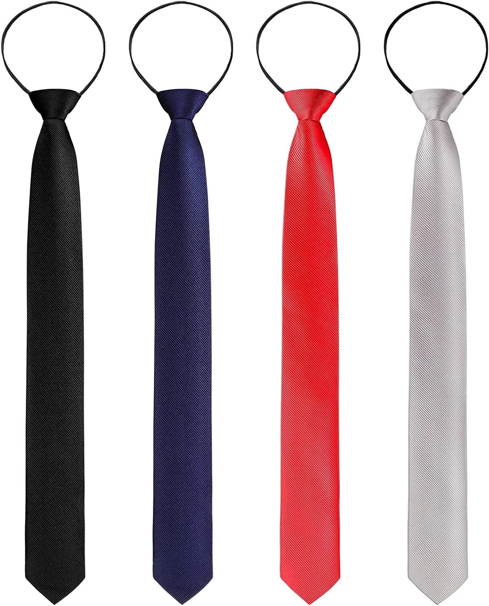 4 Pieces Zipper Ties for Men Adjustable Menu0026#039;s Pretied Neckties Zip on  Tie for Me | eBay