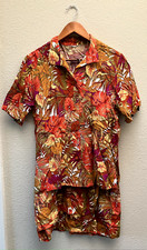 Vintage ANNE KLEIN for new aspects Tropical Leaves Shirt  Wrap Skirt Set