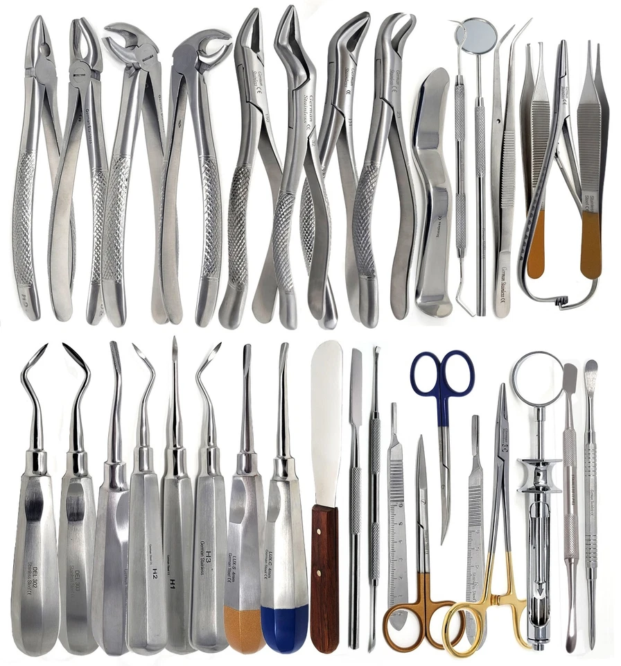 A2Z SCILAB GERMAN 74 PC ORAL DENTAL SURGERY EXTRACTING ELEVATORS FORCEPS INSTRUMENT KIT SET