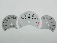 97-01 PORSCHE 996 - SILVER DIALS GAUGE FACE PLATES SPEEDOMETER KMH CLUSTER