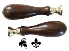 Antique Style Letter Seal Wax Set Stamp Wood Brass 5-1/2" LEAF FLEUR..
