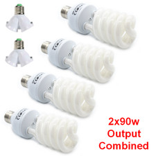 Fodoto 4pcs 45w or Splitted Into 2x90w 5500K Daylight CFL Bulbs for Photo/Video