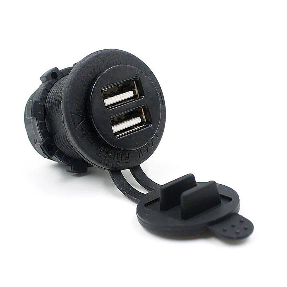 Dual USB Car Parts Cigarette Lighter Socket Charger Power Adapter Outlet DC12V