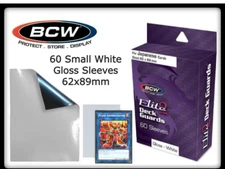 60 BCW Elite2 Small Deck Guard WHITE Gloss Sleeves 62x89mm CCGs / Japanese Cards