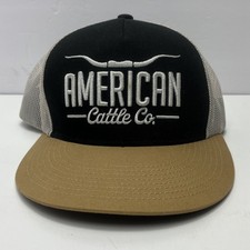 American Cattle Co. Longhorn Snapback Western Ranch Hat Cap, Black/Putty