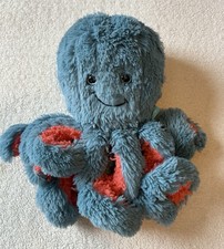 Manhattan Toy Octopus Plush. Blue w Orange Tentacles that Unfurl. Collectible