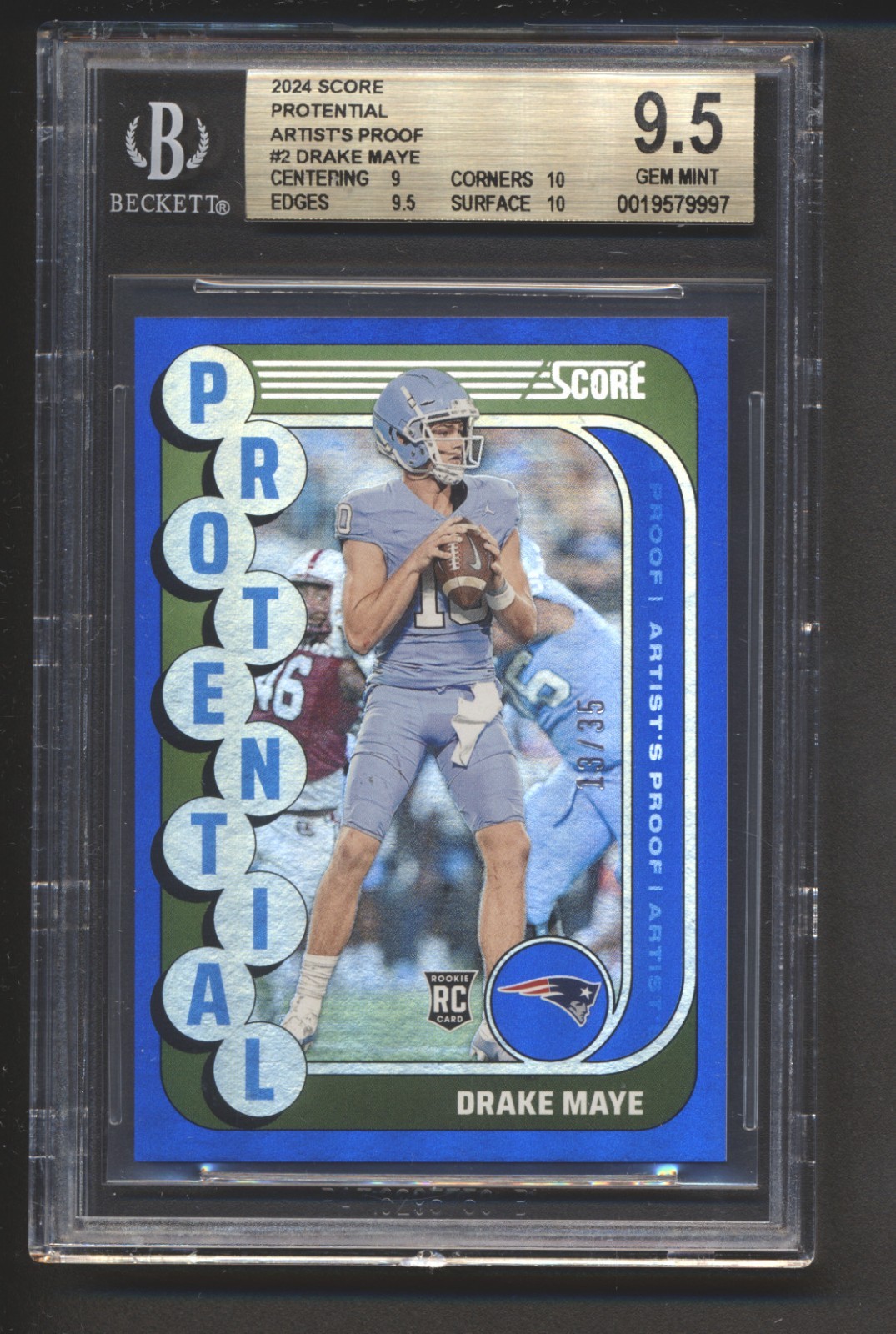 Drake Maye Panini Score Protential #2 Artists Proof