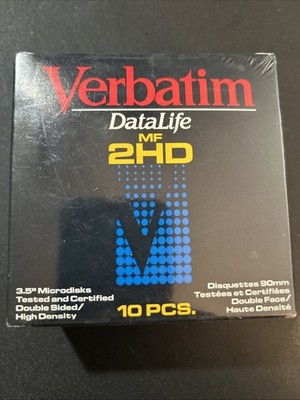 Verbatim DataLife Diskettes MF 2HD IBM Formatted 3.5'' 1.44MB 10-Pack #87410 90mm
