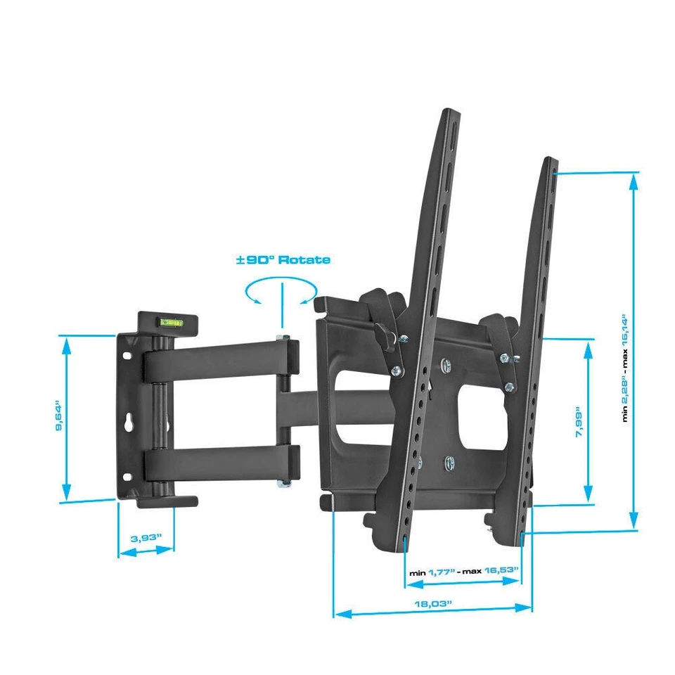 Soporte de pared para TV de movimiento completo de alta resistencia para 32-55 pulgadas máximo 99 lb VESA máximo 400x400 mm Foto 4 de 4