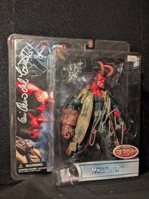 Signed Mezco Hellboy Action Figure Ron Pearlman And Guillermo Del Toro Signature