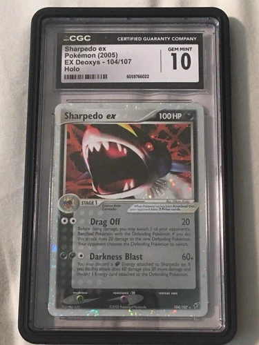 2005 POKEMON EX DEOXYS - HOLO #104/107 SHARPEDO EX - CGC 10 GEM MINT - POP 8