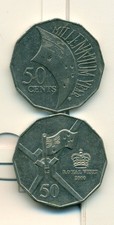 2 LARGE COMMEMORATIVE 50 CENT COINS from AUSTRALIA - BOTH DATING 2010 (2 TYPES)