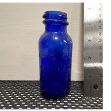 Cobalt Blue Glass Medicine Bottle / Jar with Screw Top Finish Blue