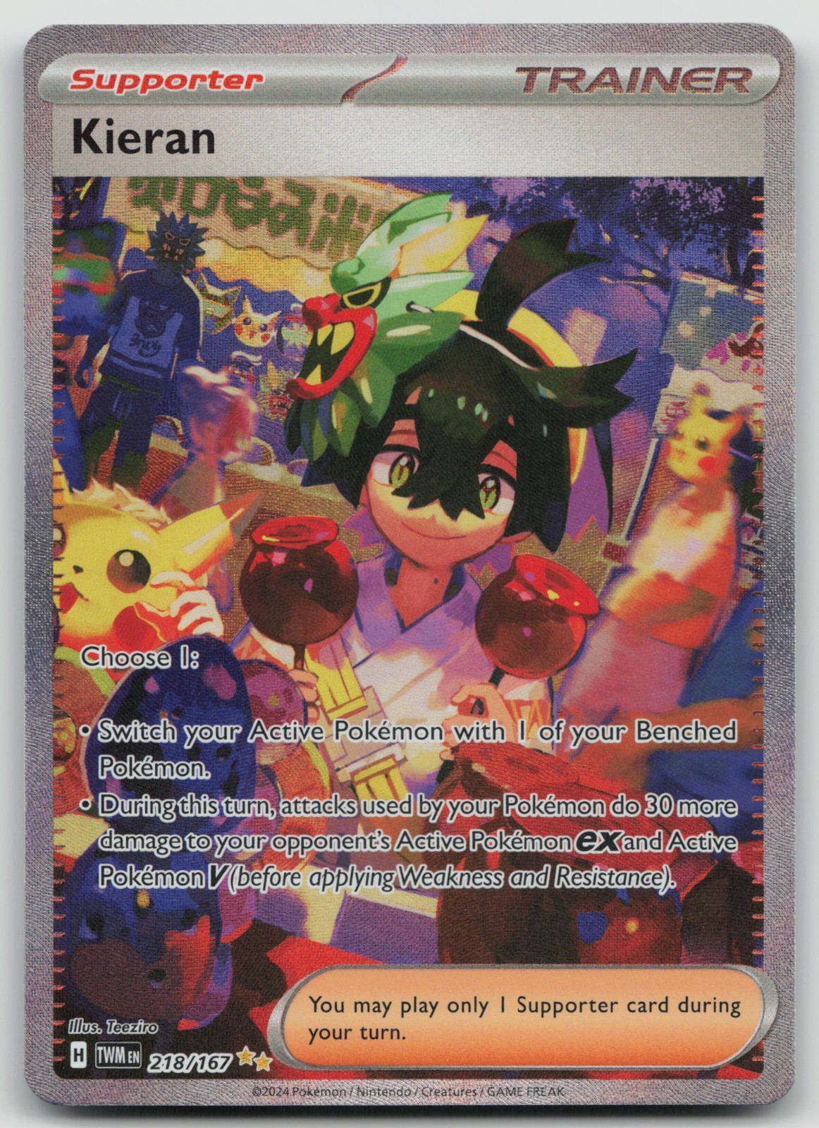 Kieran - 218/167 - SIR - Twilight Masquerade - Pokemon Card - NM