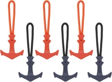 Honbay 6PCS Heavy Duty Anchor Shaped Nylon Zipper Pulls Red and Blue 