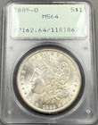 1885-O Morgan Dollar $1 - PCGS MS64 - x110 Early Cert OGH Rattler Holder