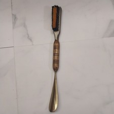 Brass Shoe Brush Shoe Horn combo vintage wood handle