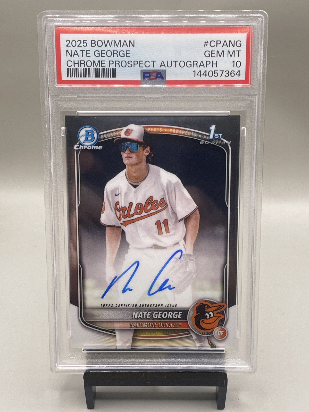 2025 Bowman Chrome Nate George Auto 1st Prospect #CPA-NG Orioles PSA 10 GEM MINT