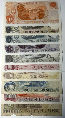 Argentina 1 - 50,000 Pesos 1990s 10 Note Collectors Set - Picture 2 of 3