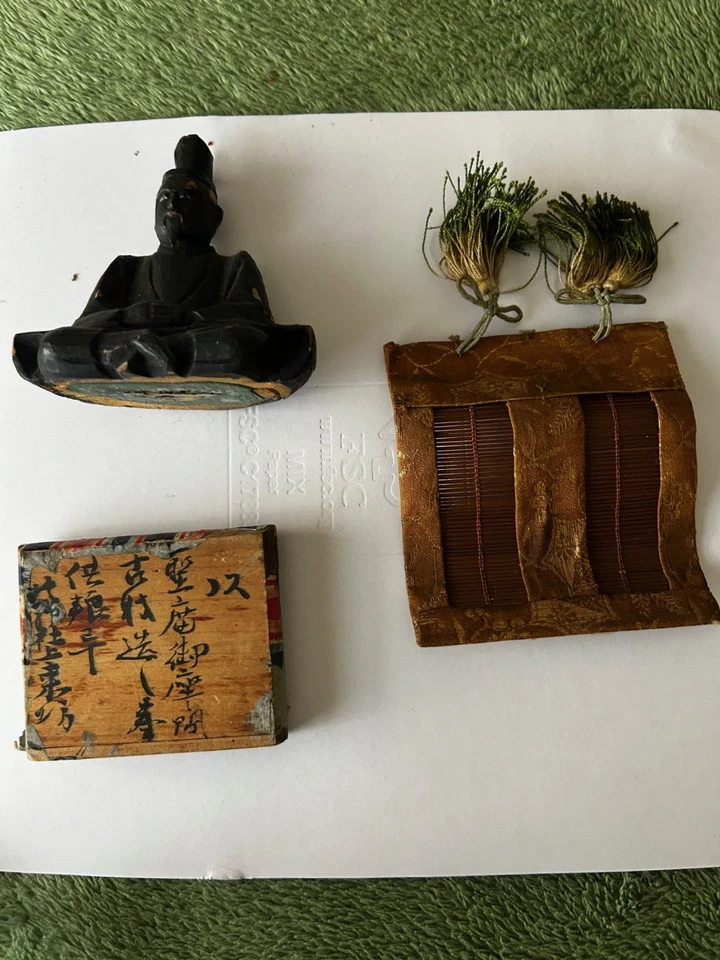 Antique Vintage Portable Traveling Shrine Zushi Buddhist Monk Altar Figure Edo - Image 3 of 4