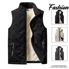Men's Autumn Winter Cotton Vest Warm Sleeveless Jacket Casual Plus Size