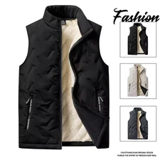 Men's Autumn Winter Cotton Vest Warm Sleeveless Jacket Casual Plus Size