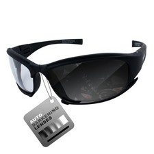 Epoch Hybrid Photochromic Padded Motorcycle Sunglasses Clear to Smoke Lens AN...