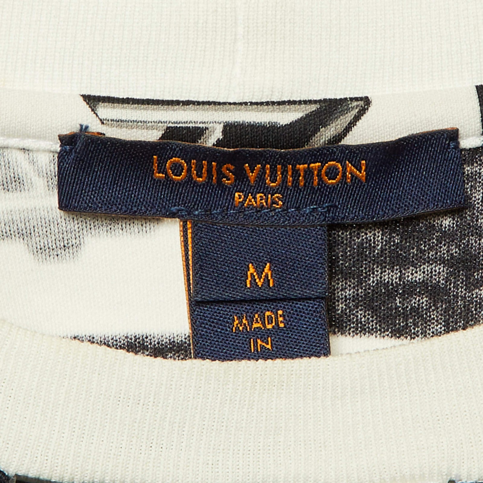 Louis Vuitton BlackWhite Checkered Twist Lock Cotton Crew Neck TShirt M thumbnail 5