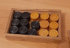 Vintage Wooden Boxed Globe Series Draughtsmen Draughts Game Set