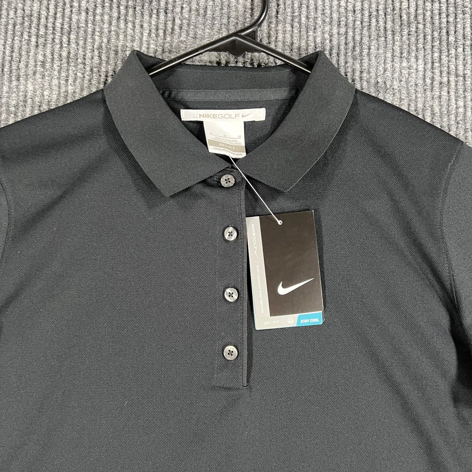 Nike Golf Polo Mujer Mediano Negro Manga Corta Dri Fit Atlético Golf Nuevo Foto 4 de 4